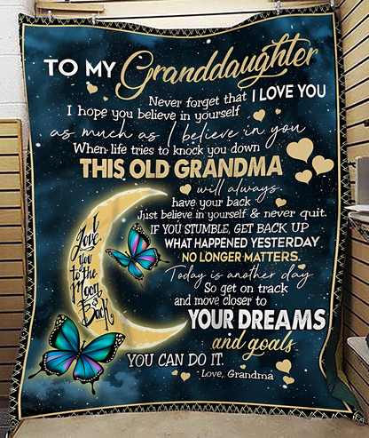 BLANKET FOR GRANDDAUGHTER – COMFORT & WARMTH GIFT FROM GRANDMA  Sherpa Fleece Quilt Blanket NINA00 (SKUB-BLK-GMD2)