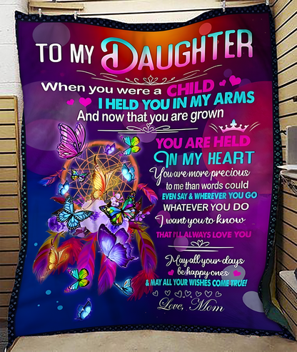 TO MY DAUGHTER - GIFT FOR DAUGHTER - Sherpa Fleece Quilt Blanket (SKUB-BLK-MOM00)