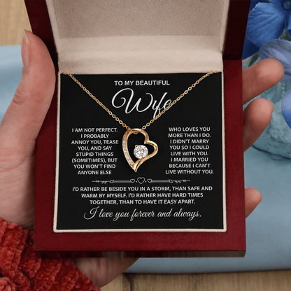 TO MY WIFE "I'D RATHER BE BESIDE YOU IN A STORM" - GIFT FROM HUSBAND NINA00 (SKU2606-236) - Forever Love Necklace