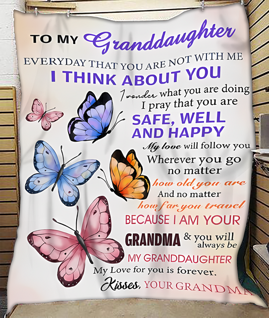 BLANKET FOR GRANDDAUGHTER – COMFORT & WARMTH GIFT FROM GRANDMA  Sherpa Fleece Quilt Blanket NINA00 (SKUB-BLK-GMD1)