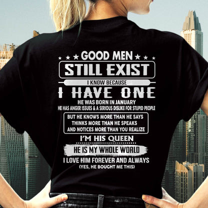JANUARY - GOOD MEN STILL EXIST I KNOW BECAUSE I HAVE ONE - GIFT FOR WIFE FROM HUSBAND - NINA01 (SKU2607-174-01)