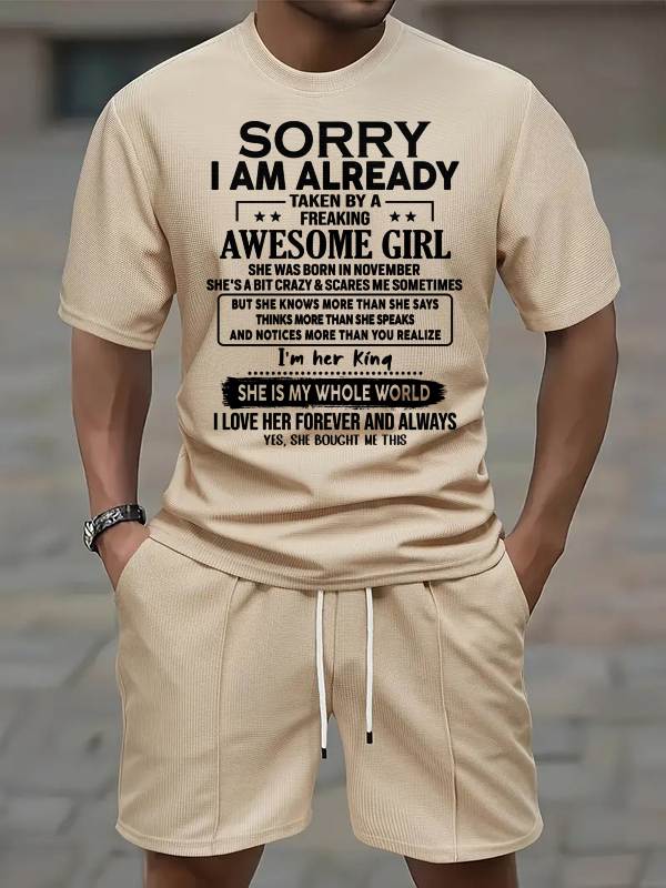 NOVEMBER - Waffle casual suit A09-739 | SORRY I AM ALREADY TAKEN - GIFT FOR HUSBAND FROM WIFE - NINA11 (SKU2607-71-11)