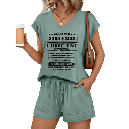 JULY - V-Neck Lounge Set A09-762| GOOD MEN STILL EXIST - GIFT FROM HUSBAND FOR WIFE - NINA07 (SKU2607-89-07)