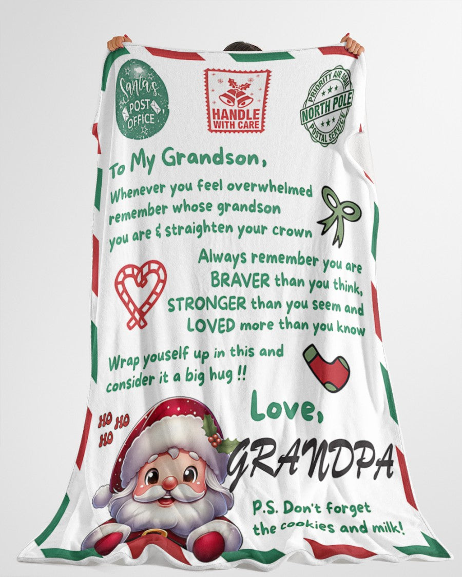 BLANKET FOR GRANDSON – COMFORT & WARMTH GIFT FROM GRANDPA  Sherpa Fleece Quilt Blanket NINA00 (SKUB10-182)