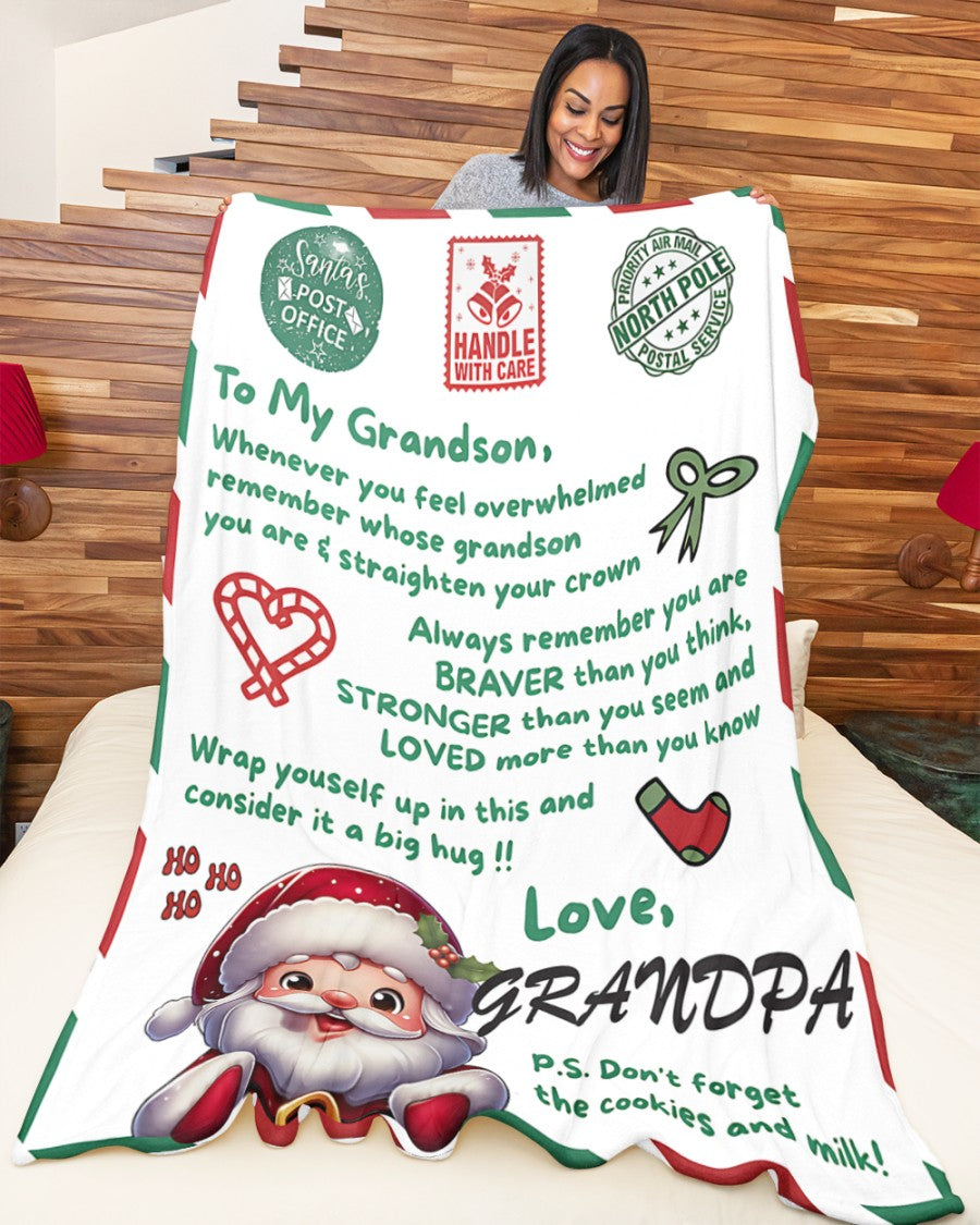 BLANKET FOR GRANDSON – COMFORT & WARMTH GIFT FROM GRANDPA  Sherpa Fleece Quilt Blanket NINA00 (SKUB10-182)