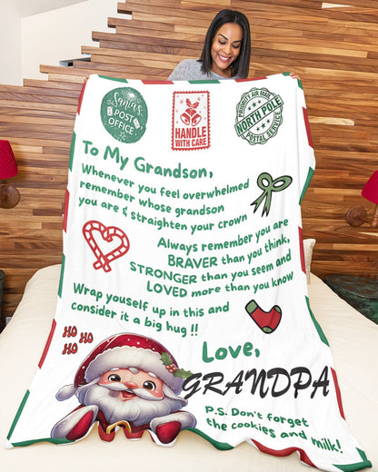 BLANKET FOR GRANDSON – COMFORT & WARMTH GIFT FROM GRANDPA  Sherpa Fleece Quilt Blanket NINA00 (SKUB10-182)