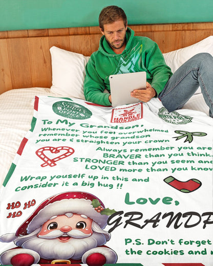 BLANKET FOR GRANDSON – COMFORT & WARMTH GIFT FROM GRANDPA  Sherpa Fleece Quilt Blanket NINA00 (SKUB10-182)