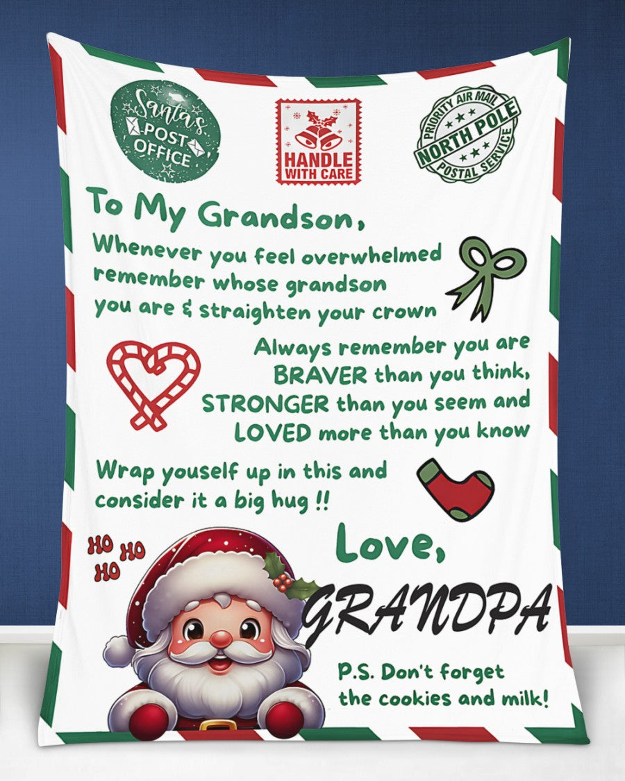 BLANKET FOR GRANDSON – COMFORT & WARMTH GIFT FROM GRANDPA  Sherpa Fleece Quilt Blanket NINA00 (SKUB10-182)