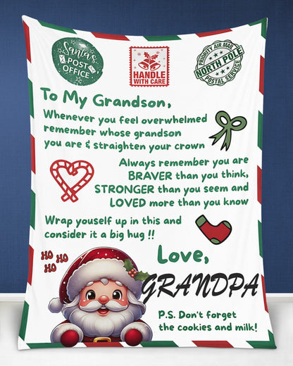 BLANKET FOR GRANDSON – COMFORT & WARMTH GIFT FROM GRANDPA  Sherpa Fleece Quilt Blanket NINA00 (SKUB10-182)