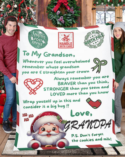 BLANKET FOR GRANDSON – COMFORT & WARMTH GIFT FROM GRANDPA  Sherpa Fleece Quilt Blanket NINA00 (SKUB10-182)