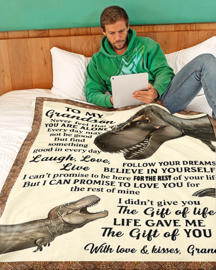 BLANKET FOR GRANDSON – COMFORT & WARMTH GIFT FROM GRANDPA  Sherpa Fleece Quilt Blanket NINA00 (SKUB-BLK-GPKL)