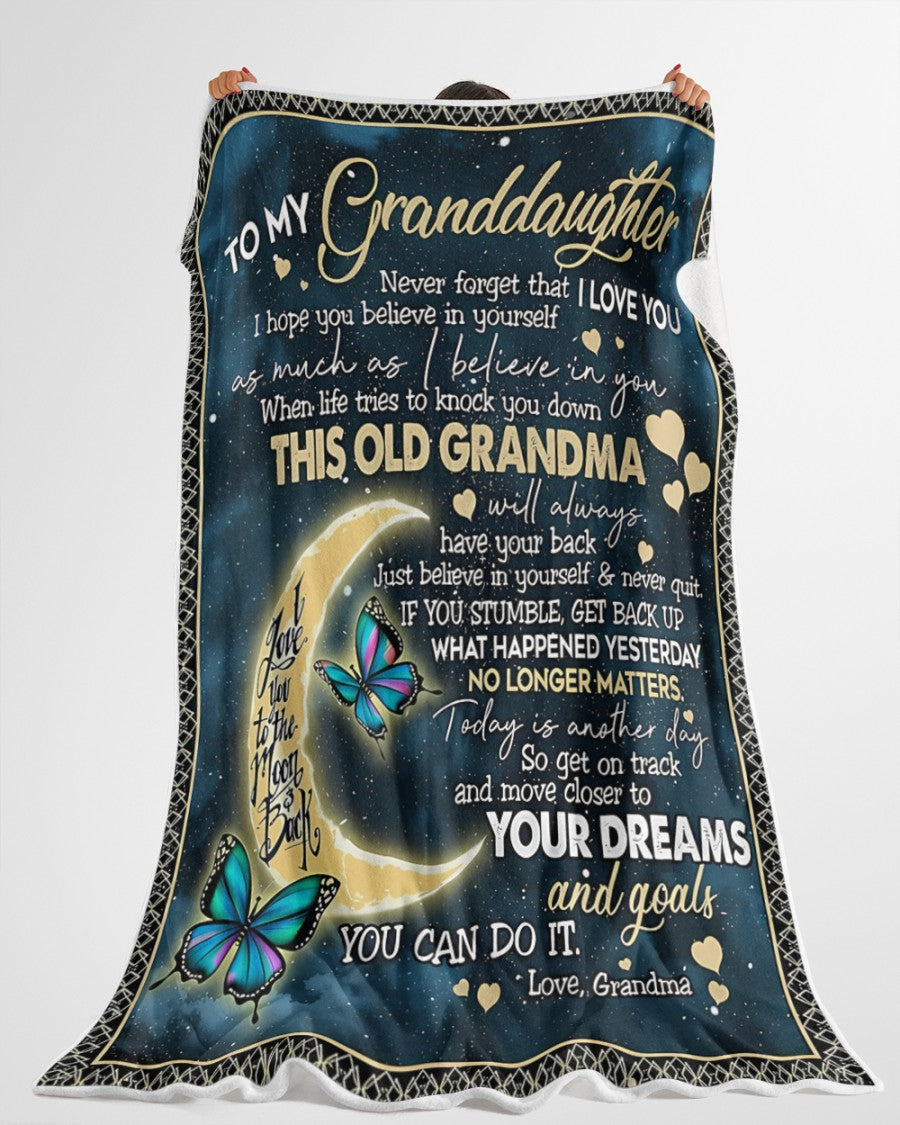 BLANKET FOR GRANDDAUGHTER – COMFORT & WARMTH GIFT FROM GRANDMA  Sherpa Fleece Quilt Blanket NINA00 (SKUB-BLK-GMD2)