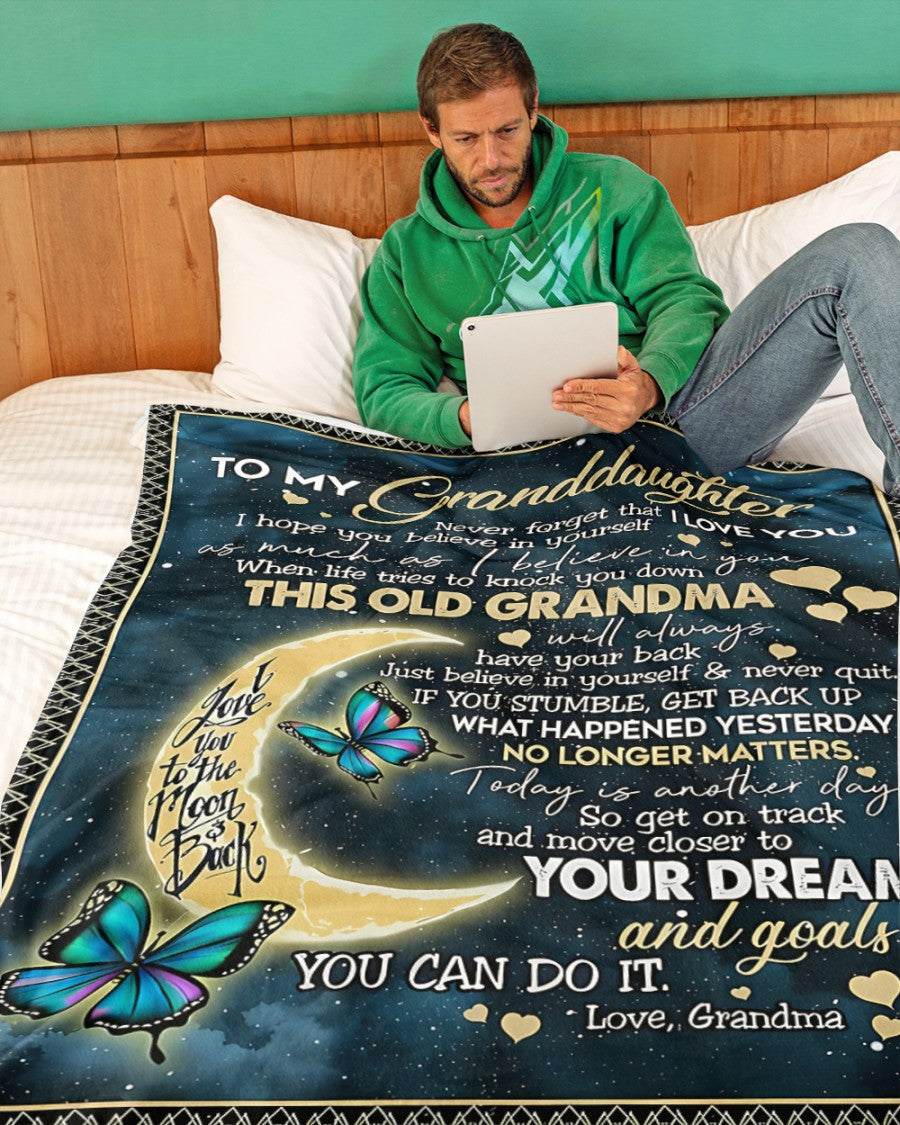 BLANKET FOR GRANDDAUGHTER – COMFORT & WARMTH GIFT FROM GRANDMA  Sherpa Fleece Quilt Blanket NINA00 (SKUB-BLK-GMD2)