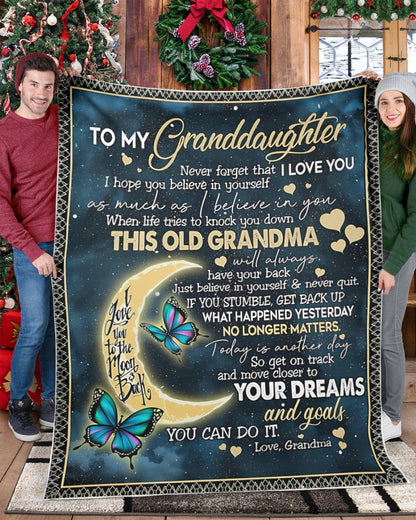 BLANKET FOR GRANDDAUGHTER – COMFORT & WARMTH GIFT FROM GRANDMA  Sherpa Fleece Quilt Blanket NINA00 (SKUB-BLK-GMD2)