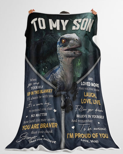BLANKET FOR SON – COMFORT & WARMTH GIFT FROM MOM Sherpa Fleece Quilt Blanket NTTD00 (SKUB-BLK-MOMS1)