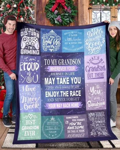 BLANKET FOR GRANDSON – COMFORT & WARMTH GIFT FROM GRANDPARENTS  Sherpa Fleece Quilt Blanket NINA00 (SKUB11-BLK-02)