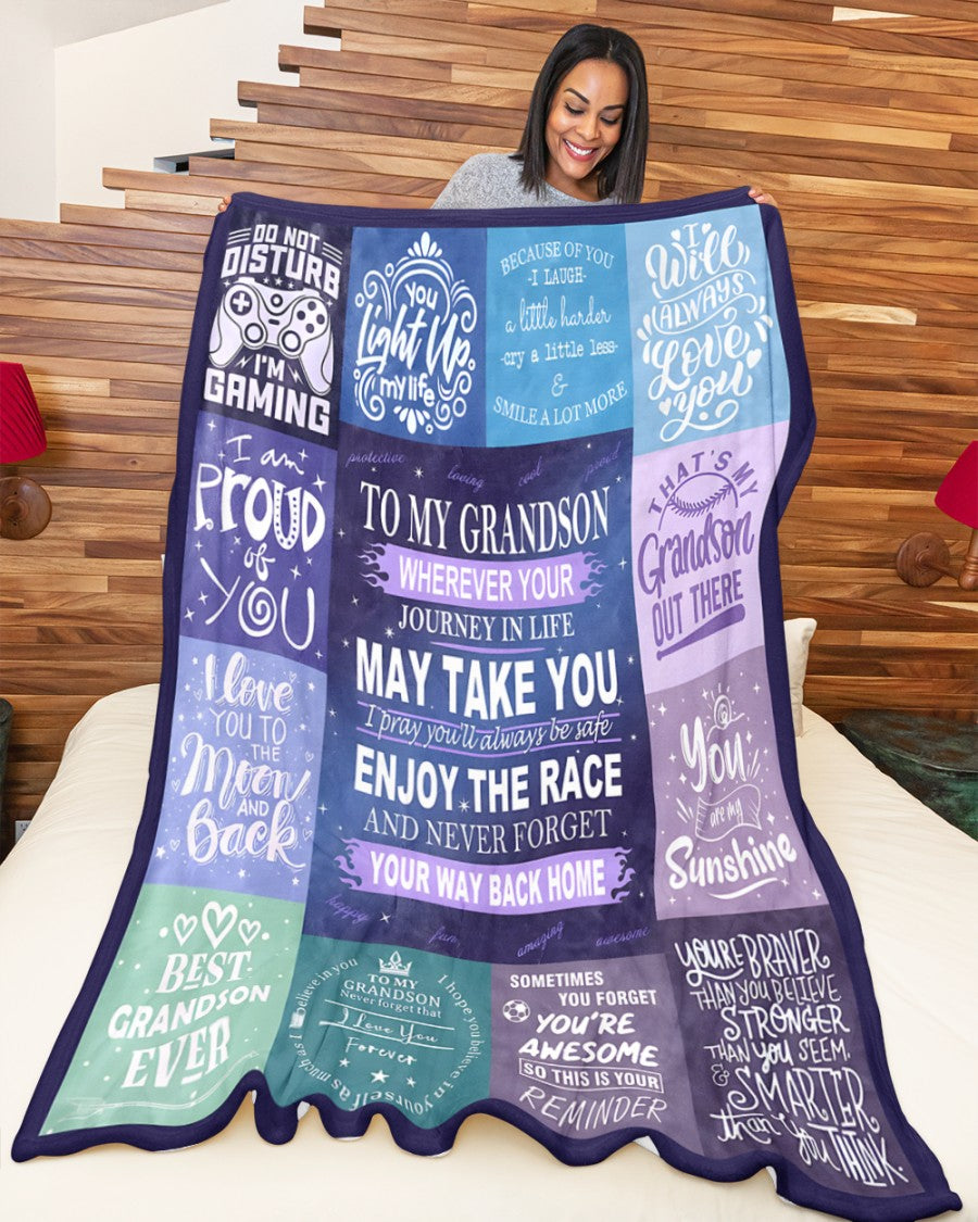BLANKET FOR GRANDSON – COMFORT & WARMTH GIFT FROM GRANDPARENTS  Sherpa Fleece Quilt Blanket NINA00 (SKUB11-BLK-02)