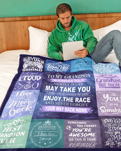 BLANKET FOR GRANDSON – COMFORT & WARMTH GIFT FROM GRANDPARENTS  Sherpa Fleece Quilt Blanket NINA00 (SKUB11-BLK-02)
