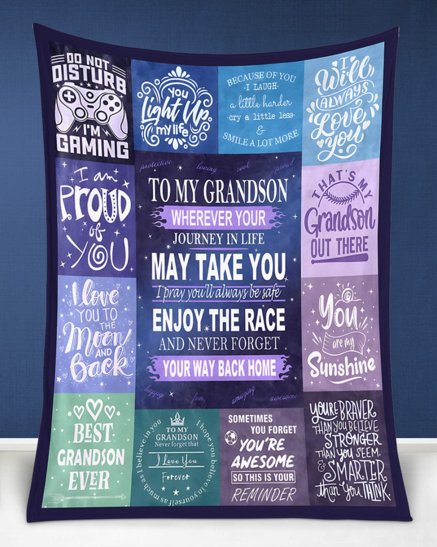 BLANKET FOR GRANDSON – COMFORT & WARMTH GIFT FROM GRANDPARENTS  Sherpa Fleece Quilt Blanket NINA00 (SKUB11-BLK-02)