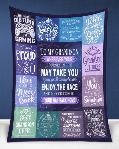BLANKET FOR GRANDSON – COMFORT & WARMTH GIFT FROM GRANDPARENTS  Sherpa Fleece Quilt Blanket NINA00 (SKUB11-BLK-02)