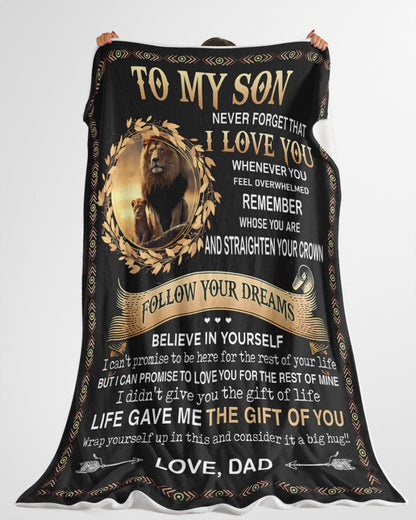 BLANKET FOR SON – COMFORT & WARMTH GIFT FROM DAD Sherpa Fleece Quilt Blanket NTTD00 (SKUB11-BLK-11)