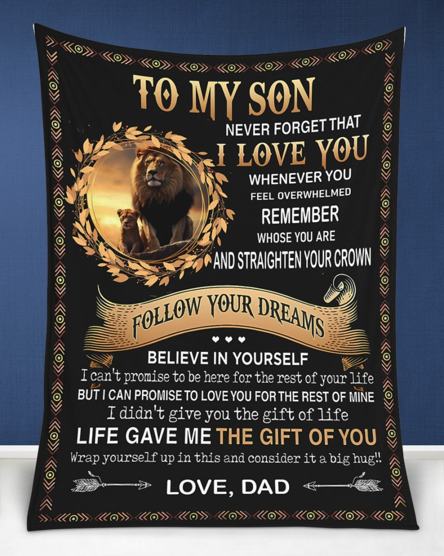 BLANKET FOR SON – COMFORT & WARMTH GIFT FROM DAD Sherpa Fleece Quilt Blanket NTTD00 (SKUB11-BLK-11)