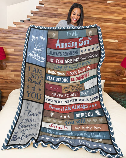 BLANKET FOR SON – COMFORT & WARMTH GIFT FROM MOM Sherpa Fleece Quilt Blanket NTTD00 (SKUB11-BLK-13)