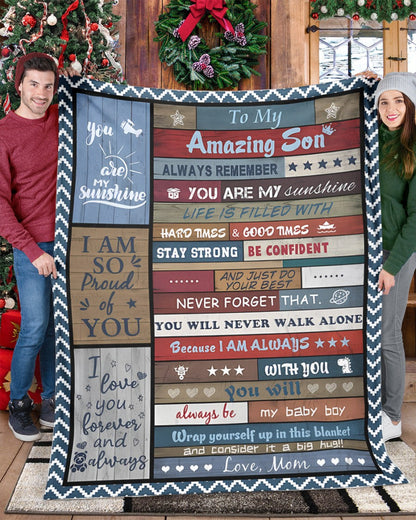 BLANKET FOR SON – COMFORT & WARMTH GIFT FROM MOM Sherpa Fleece Quilt Blanket NTTD00 (SKUB11-BLK-13)