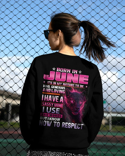 Born in June T-Shirt – Sassy Mind, Respect Quote Panther Design - FMA NINA06 (SKU09-24-06)