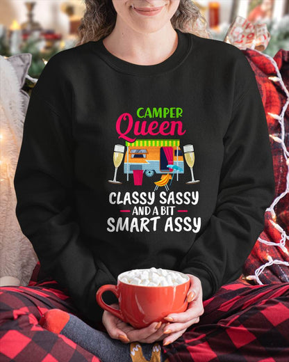 Camper Queen Classy Sassy And A Bit Smart Assy Women - Camping T-Shirt (SKUNINA - C01)