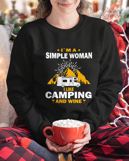 Camping Drinking Vacation Motorhome Camping and Wine T-Shirt