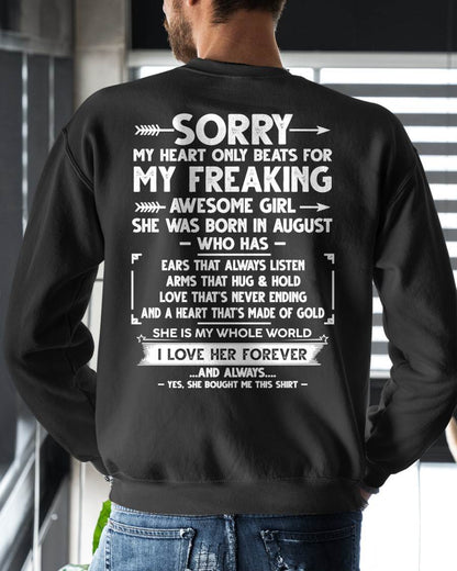 AUGUST - SORRY MY HEART ONLY BEATS FOR MY FREAKING AWESOME GIRL - FROM WIFE - NINA08 (SKU2603-15-08)