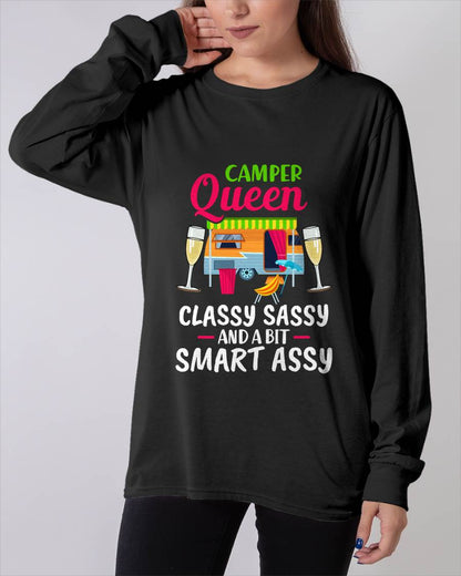 Camper Queen Classy Sassy And A Bit Smart Assy Women - Camping T-Shirt (SKUNINA - C01)