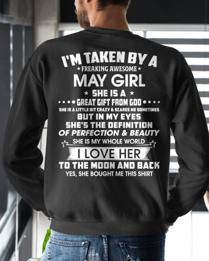 MAY – I'M TAKEN BY A FREAKING AWESOME MAY GIRL SHE IS A GREAT GIFT FROM GOD – FROM WIFE – NINA05 (SKU26T-01259-05)