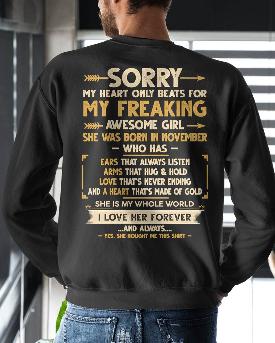 NOVEMBER - AWESOME GIRL WHO HAS EARS THAT ALWAYS LISTEN ARMS THAT HUG & HOLD - FROM WIFE - NINA11 (SKU2602-125-11)