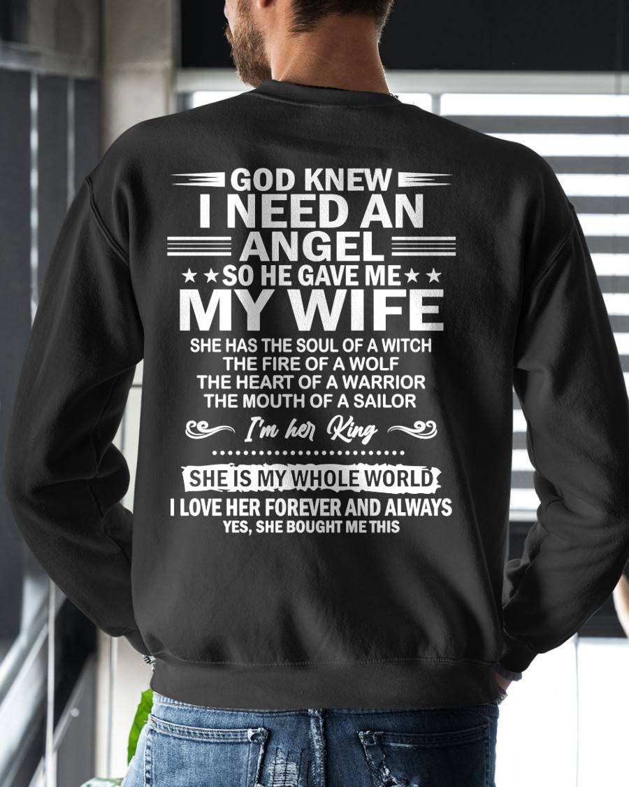 GOD KNEW I NEEDED AN ANGEL SO HE GAVE ME MY WIFE - FROM WIFE - NINA00 (SKU26T-01-51-00)