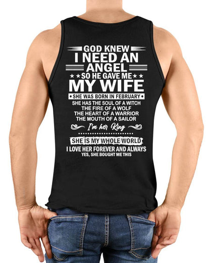 FEBRUARY - GOD KNEW I NEEDED AN ANGEL SO HE GAVE ME MY WIFE - FROM WIFE - NINA02 (SKU26T-01-51-02)