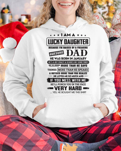 January - Lucky Daughter of Awesome Dad - Perfect Gift For Daughter From Dad - nina01 (SKU08-47-01)