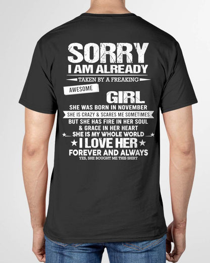 NOVEMBER - SORRY I AM ALREADY TAKEN BY A FREAKING AWESOME GIRL - FROM WIFE - NINA11 (SKU12-298-11)