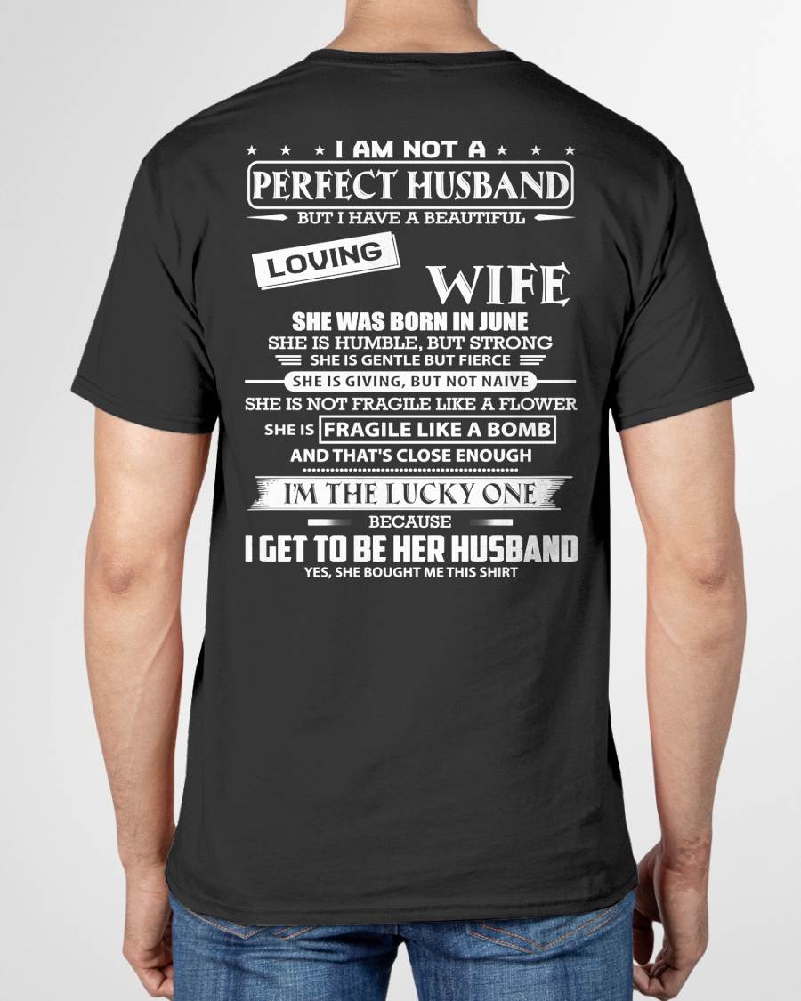 JUNE - I AM NOT A PERFECT HUSBAND BUT I HAVE A BEAUTIFUL LOVING WIFE - T SHIRT GIFT FROM WIFE - NINA06 (SKU2605-268-06)