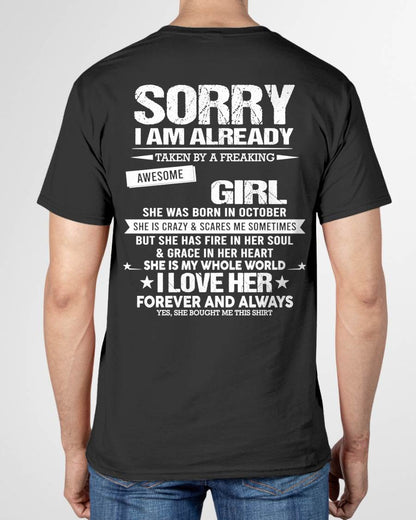 OCTOBER - SORRY I AM ALREADY TAKEN BY A FREAKING AWESOME GIRL - FROM WIFE - NINA10 (SKU12-298-10)