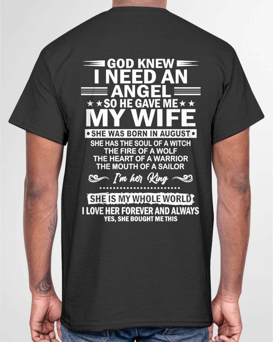 AUGUST - GOD KNEW I NEEDED AN ANGEL SO HE GAVE ME MY WIFE - FROM WIFE - NINA08 (SKU26T-01-51-08)
