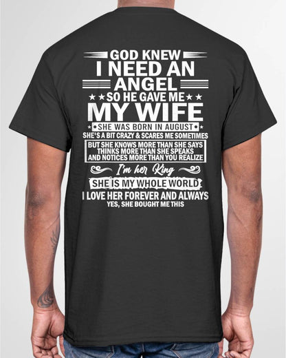 AUGUST - GOD KNEW I NEED AN ANGEL SO HE GAVE ME MY WIFE - FROM WIFE - NINA08 (SKU2603-302-08)