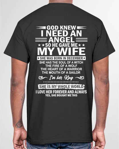 DECEMBER - GOD KNEW I NEEDED AN ANGEL SO HE GAVE ME MY WIFE - FROM WIFE - NINA12 (SKU26T-01-51-12)