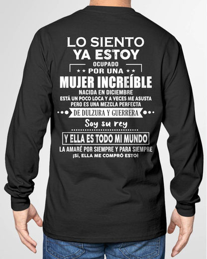 DICIEMBRE - LO SIENTO YA ESTOY OCUPADO POR UNA - Regalo especial para tu novio o esposo - NINA12 (SKU08-69-12)
