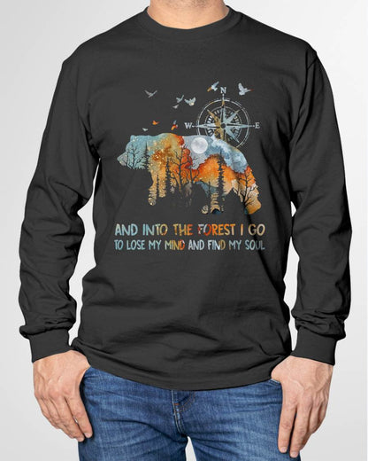 and Into The Forest I Go to Lose My Mind Camping Bear T-Shirt
