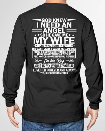 MAY - GOD KNEW I NEED AN ANGEL SO HE GAVE ME MY WIFE - FROM WIFE - NINA05 (SKU2603-302-05)