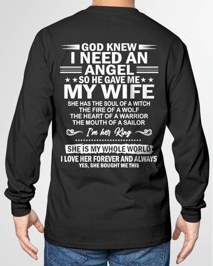 GOD KNEW I NEEDED AN ANGEL SO HE GAVE ME MY WIFE - FROM WIFE - NINA00 (SKU26T-01-51-00)