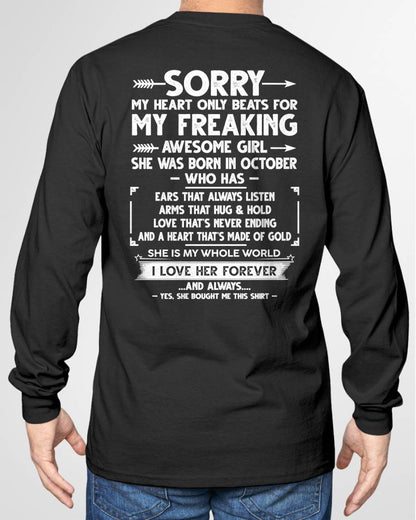 OCTOBER - SORRY MY HEART ONLY BEATS FOR MY FREAKING AWESOME GIRL - FROM WIFE - NINA10 (SKU2603-15-10)