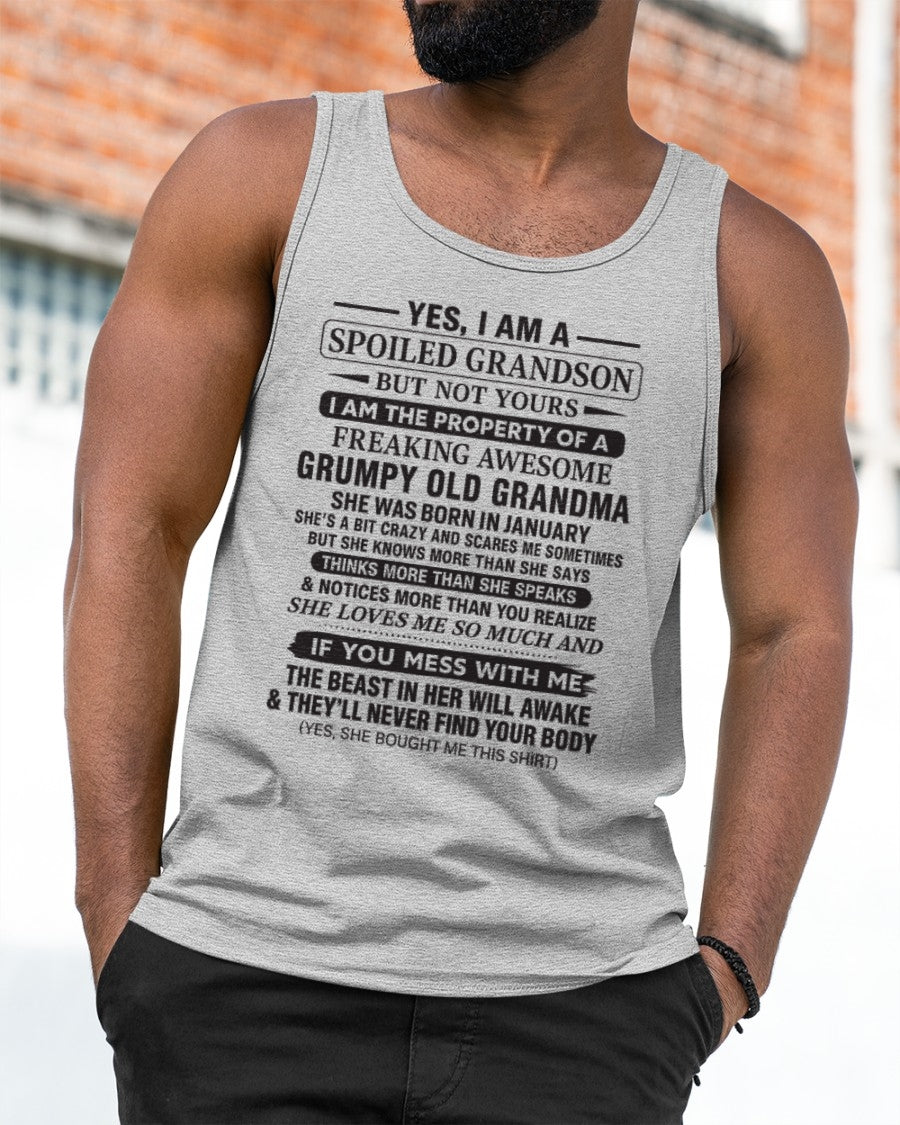 Yes I’m A Stubborn Grandson T-Shirt – Birthday Gift From January Grandma / Woman - NINA01 (SKU10-171-01)